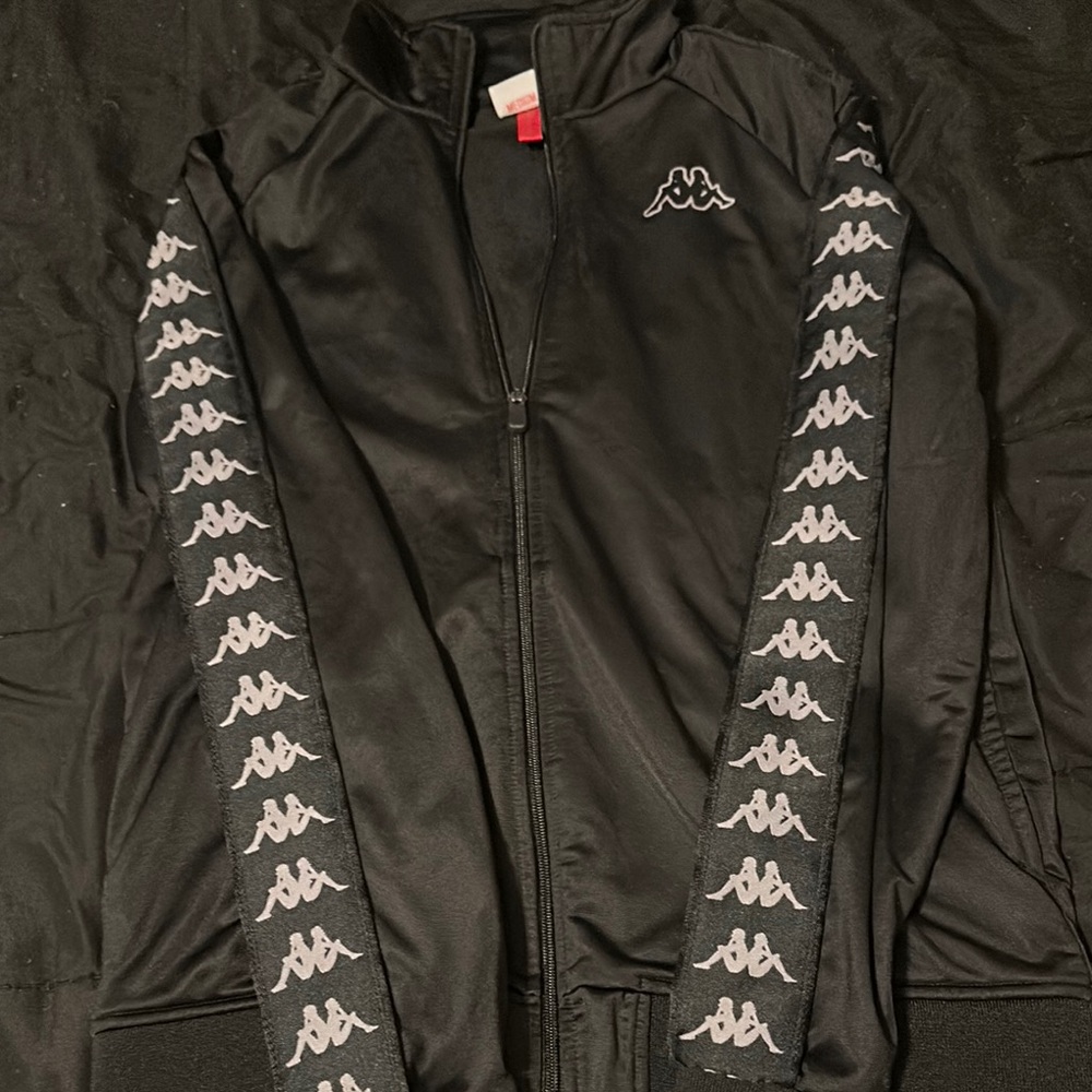Kappa Black Track Jacket with Logo Sleeves